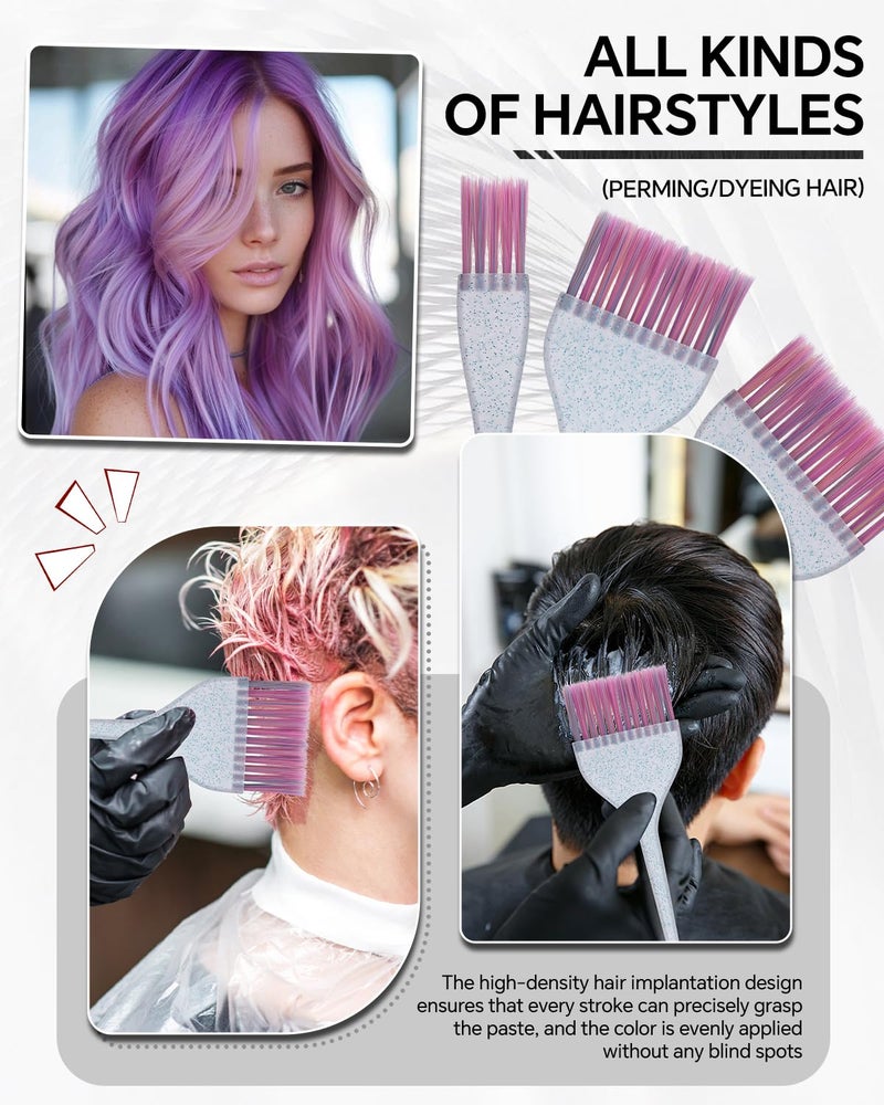 BarberTop 3 Pack Hair Color Brush Set - Professional Hair Dye Brush for Stylist, for Highlighting, Tint and Coloring Sections - Women Men Salon Use Home DIY Dyeing - Image 4